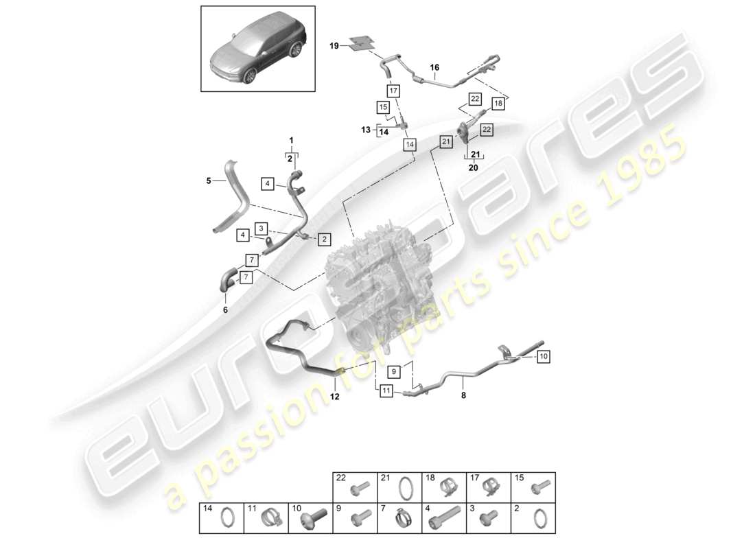 porsche 2023 (cayenne e3 9ya/9yb) coolant cooling system 1 part diagram