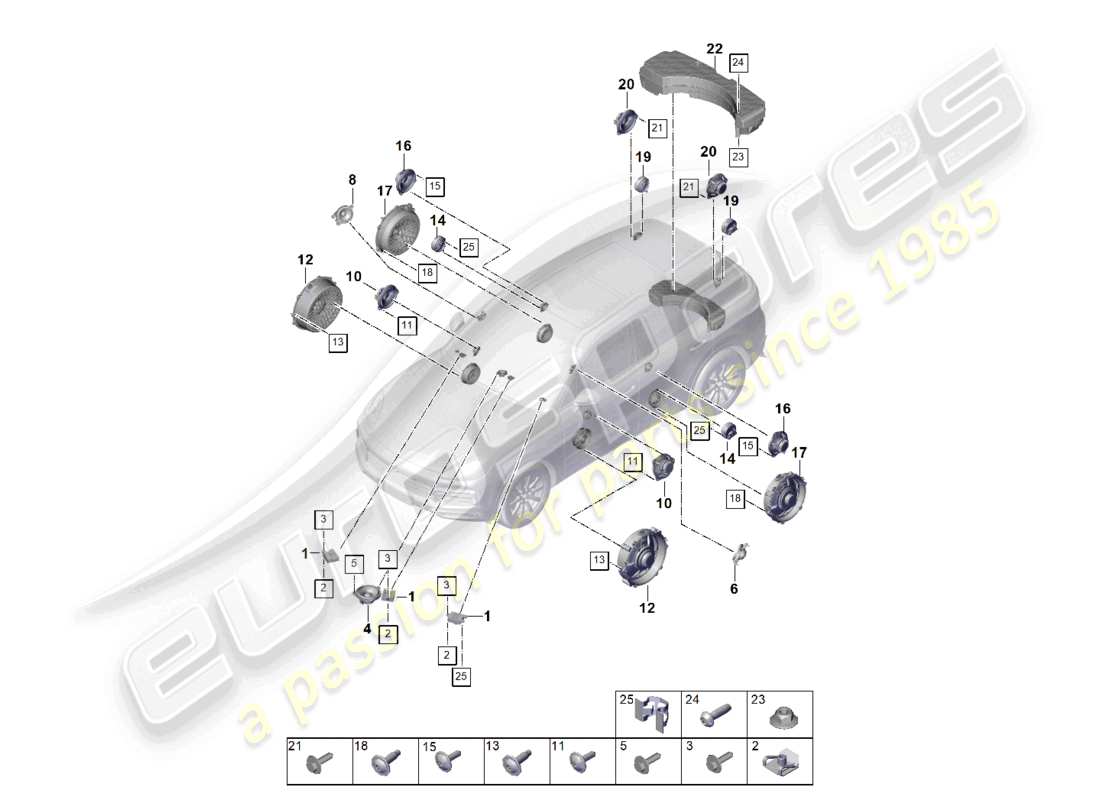 VIEW PARTS DIAGRAMS FROM THE PORSCHE CAYENNE PARTS CATALOGUE a part diagram from the porsche cayenne parts catalogue