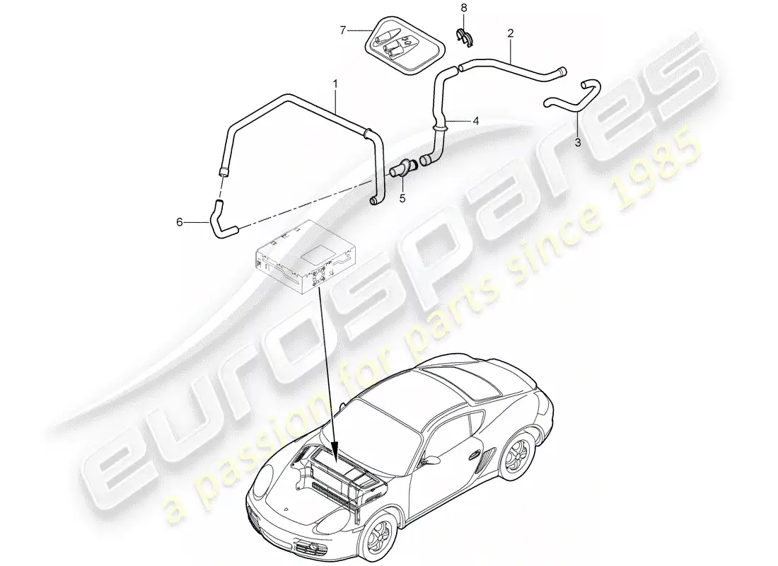 porsche 2012 (987 cayman) luggage compartment parts diagram