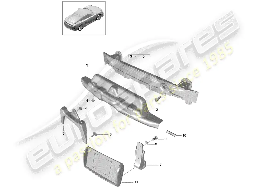 porsche 2016 (981 cayman gt4) bumper bracket part diagram
