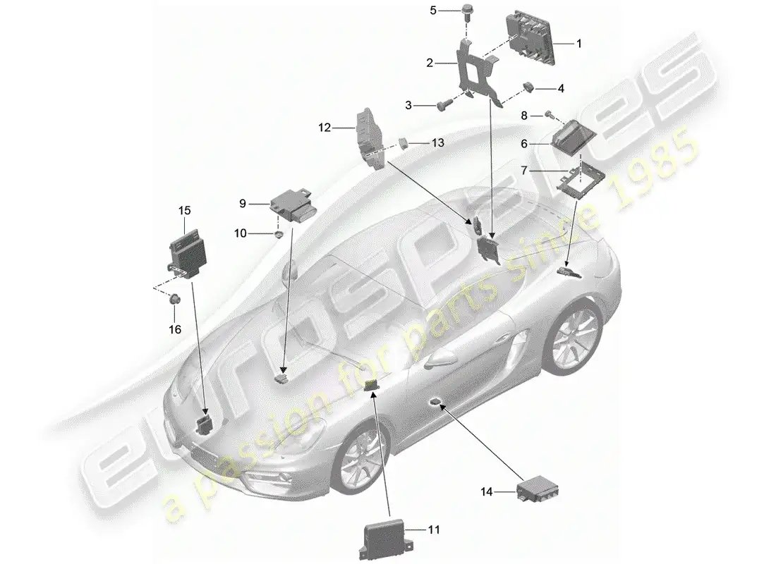 porsche 2015 (981 cayman) control units parts diagram