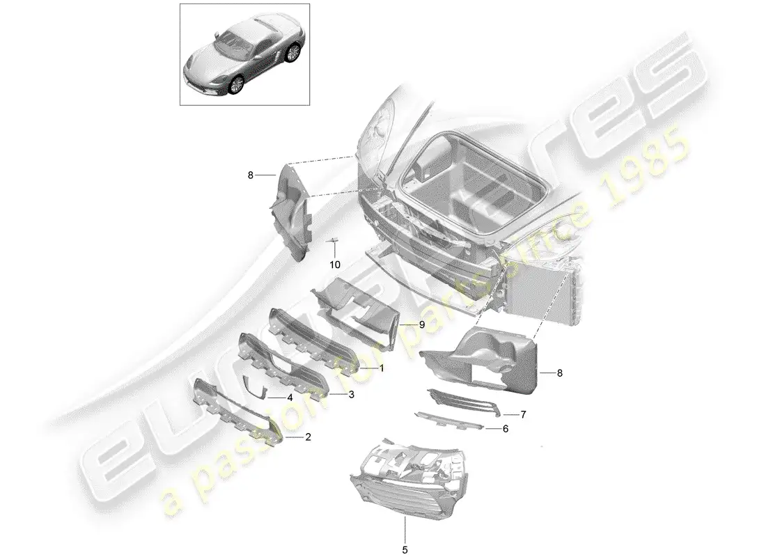 porsche 2018 (718 boxster) air duct parts diagram