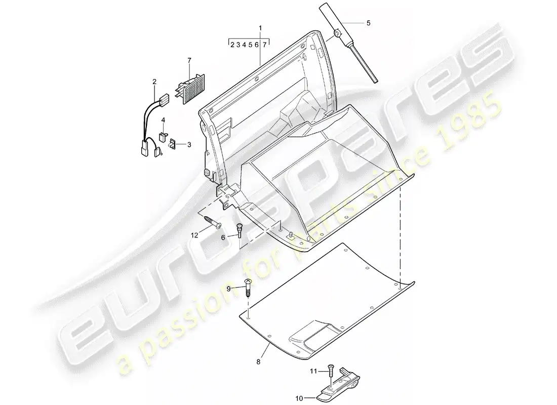 porsche 2004 (986 boxster) glove box - d - mj 2003>> parts diagram