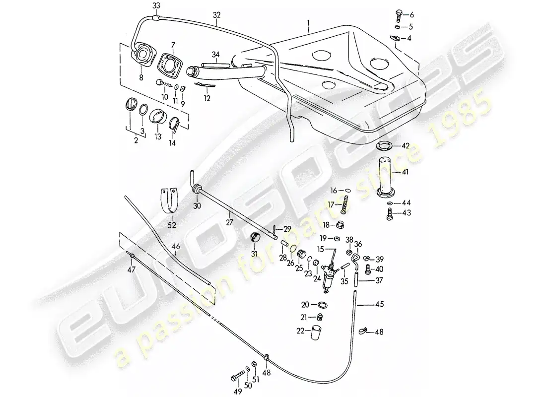 porsche 1963 (356b/356c) fuel tank parts diagram