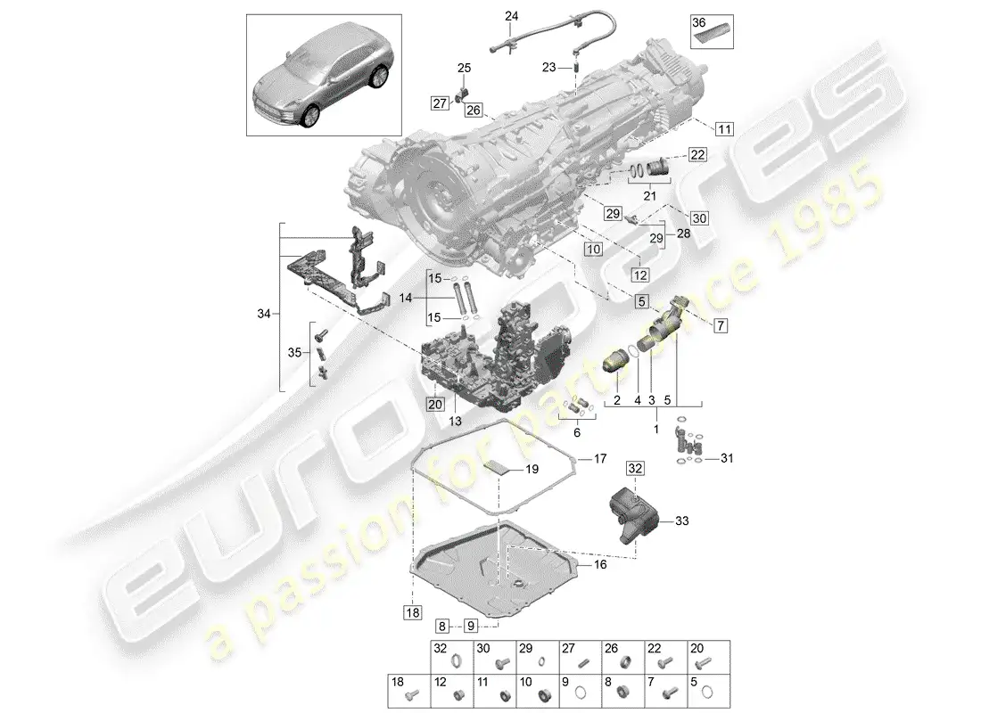 porsche 2019 (macan) - pdk - parts diagram