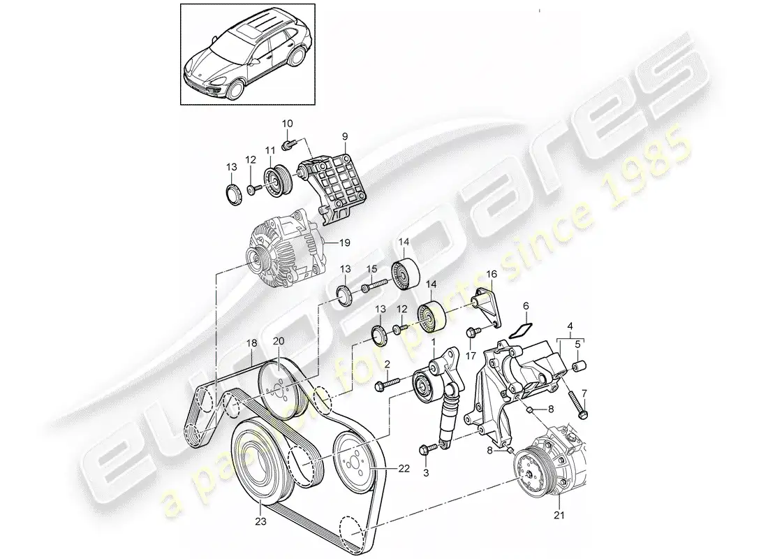porsche 2014 (cayenne e2 92a) belt tensioner part diagram