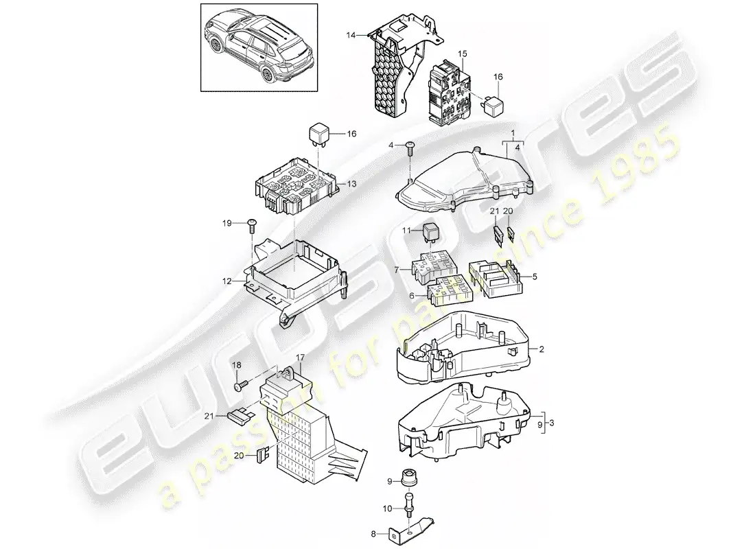 porsche 2014 (cayenne e2 92a) fuse box/relay plate part diagram