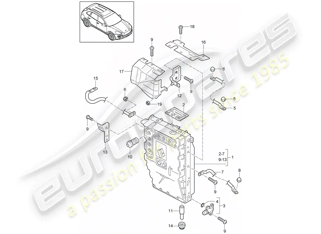 porsche 2014 (cayenne e2 92a) hybrid parts diagram