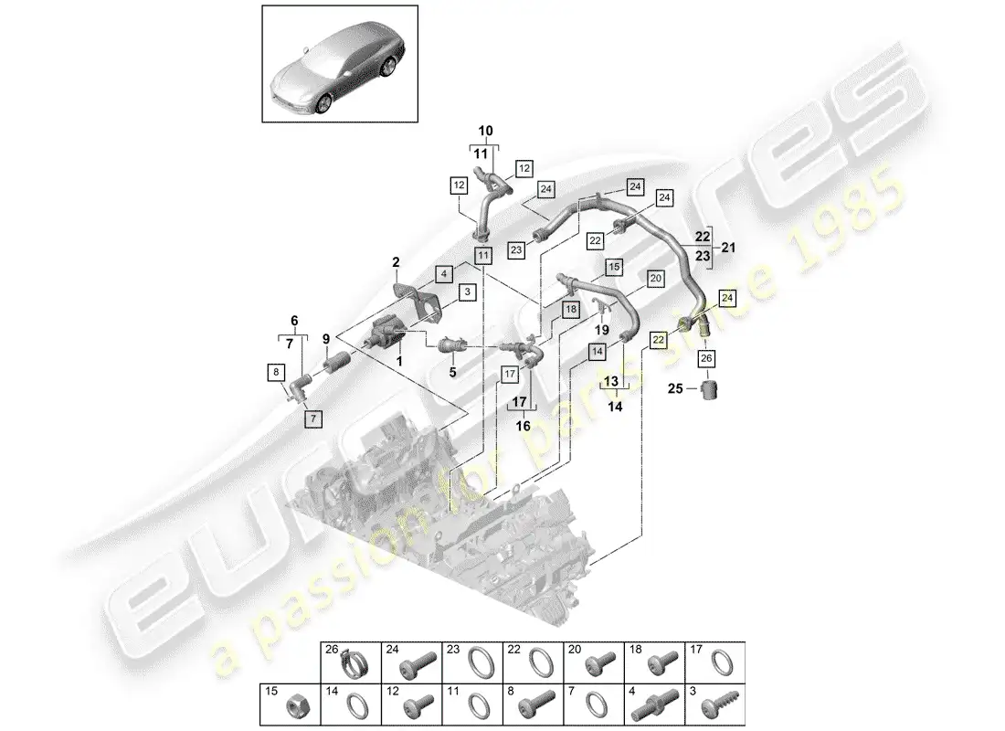 porsche 2020 (panamera 971-1) water cooling parts diagram