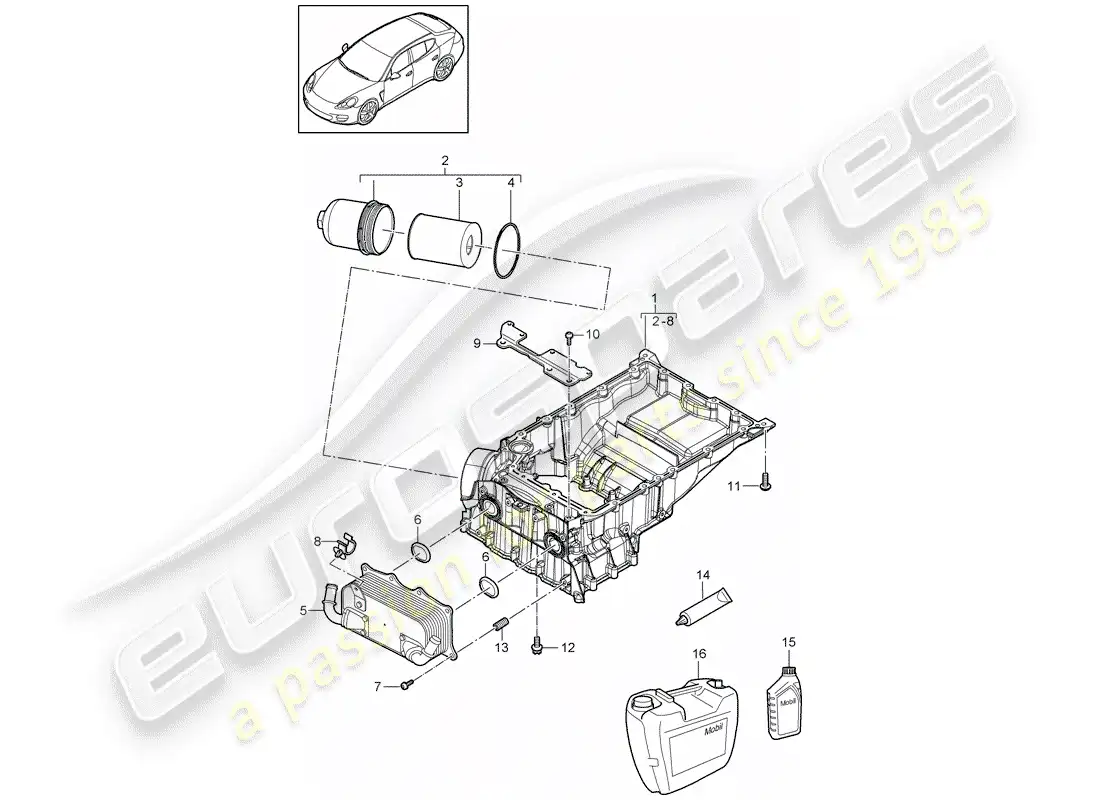 porsche 2014 (panamera 970) oil-conducting housing parts diagram