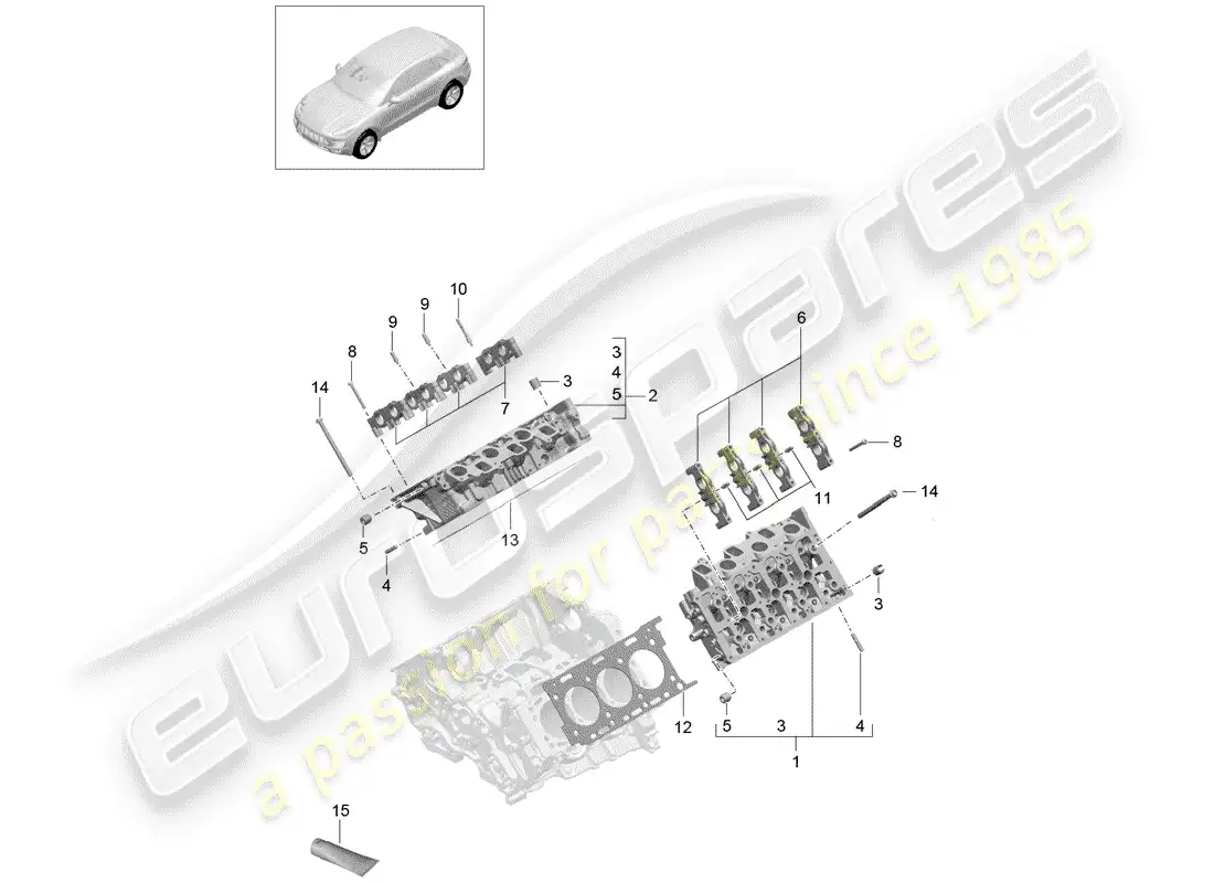 porsche 2014 (macan) cylinder head parts diagram