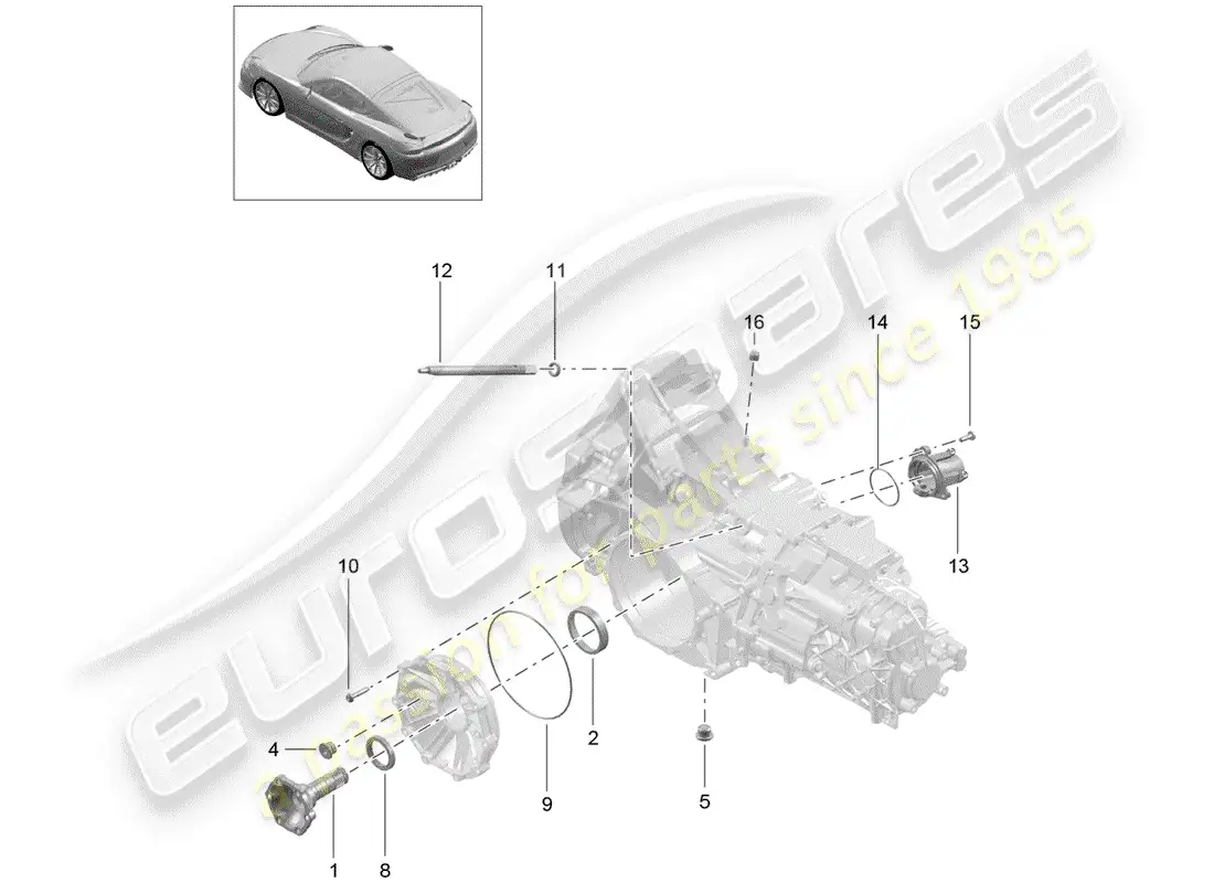 porsche 2016 (981 cayman gt4) manual gearbox part diagram