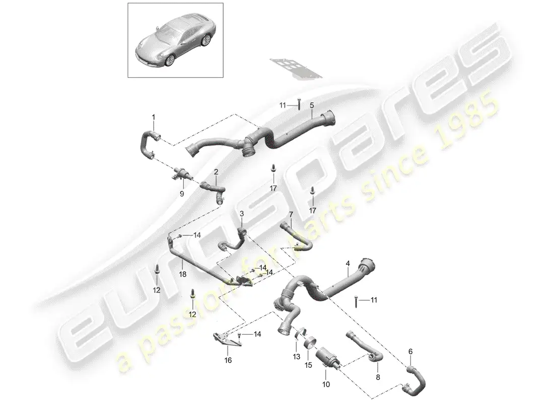 porsche 2019 (991-2 turbo) front axle differential parts diagram