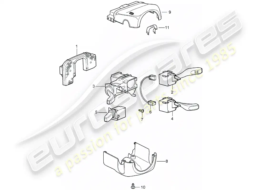 porsche 2006 (987 boxster) steering column switch parts diagram