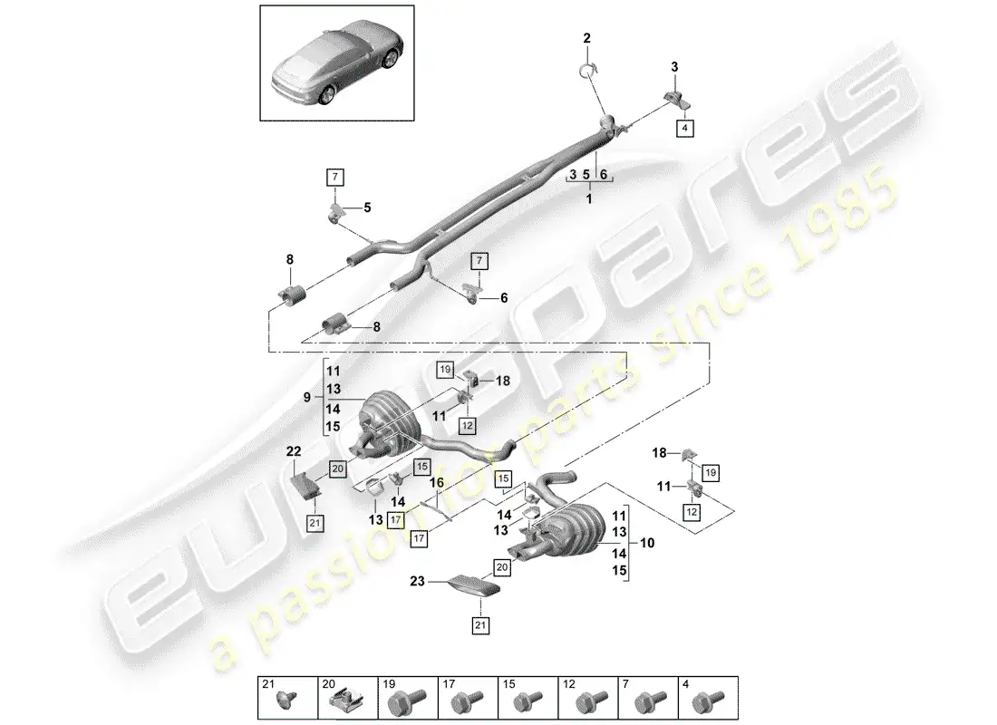 porsche 2017 (panamera 971-1) exhaust system parts diagram