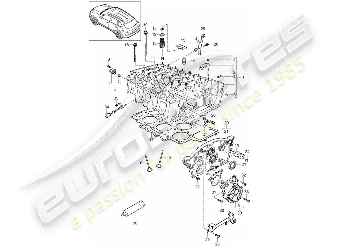porsche 2013 (cayenne e2 92a) cylinder head parts diagram