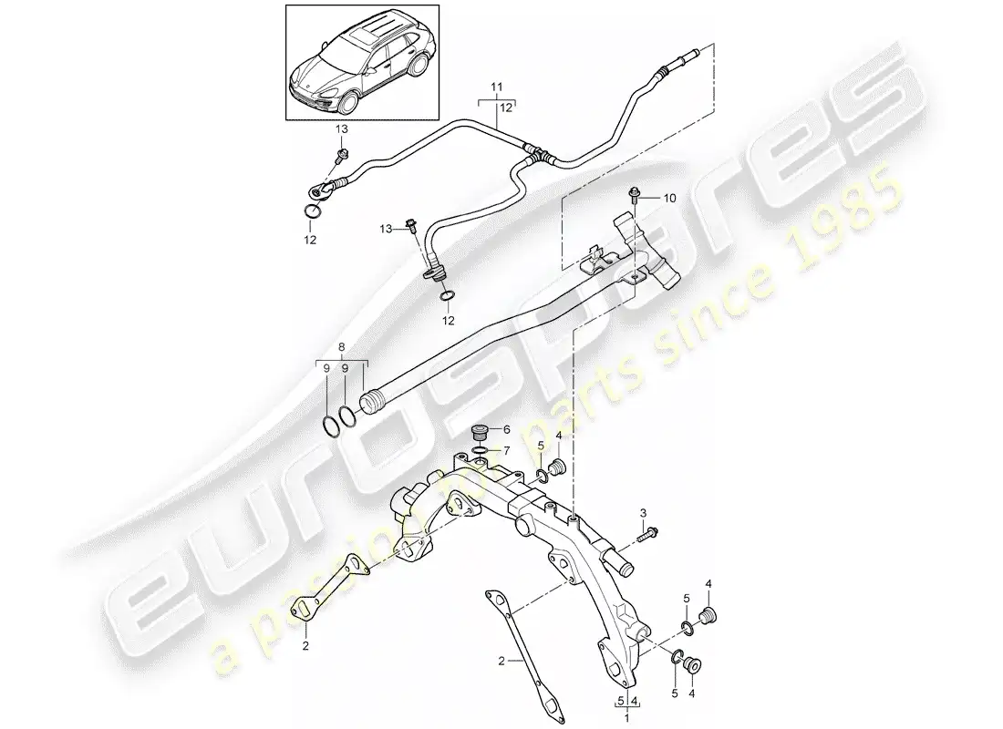porsche 2014 (cayenne e2 92a) water cooling 1 part diagram