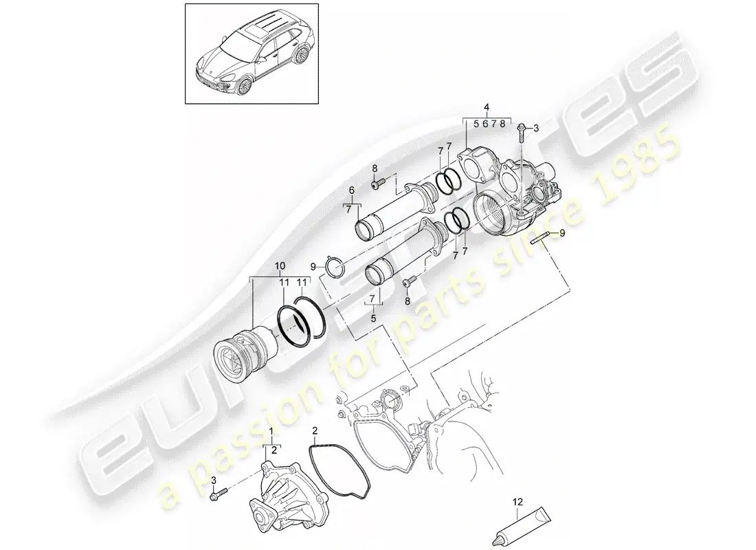 porsche 2014 (cayenne e2 92a) water pump part diagram