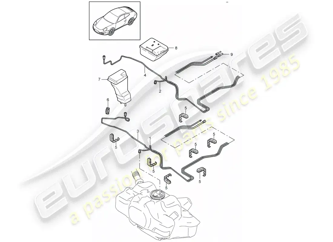 porsche 2012 (997-2) fuel system parts diagram