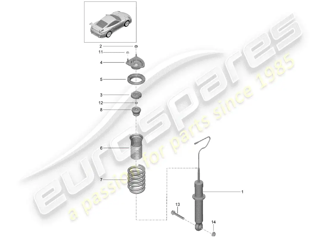 porsche 2017 (991-2 turbo) shock absorber part diagram