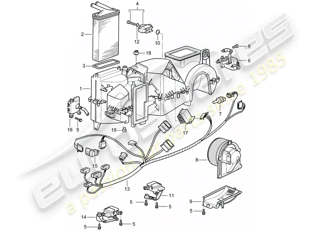 porsche 2003 (996 turbo / gt2) air conditioner - single parts parts diagram