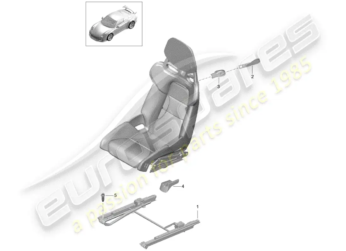 porsche 2016 (991-1 r/gt3/rs) seat parts diagram