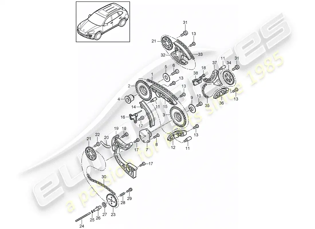 porsche 2013 (cayenne e2 92a) timing chain parts diagram