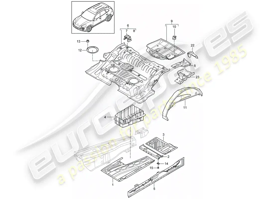 porsche 2014 (cayenne e2 92a) floor plates part diagram