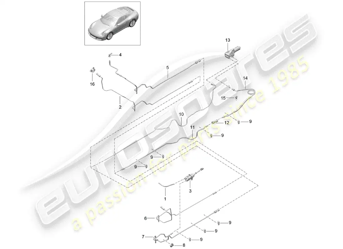 porsche 2020 (991-2) hydraulic clutch parts diagram