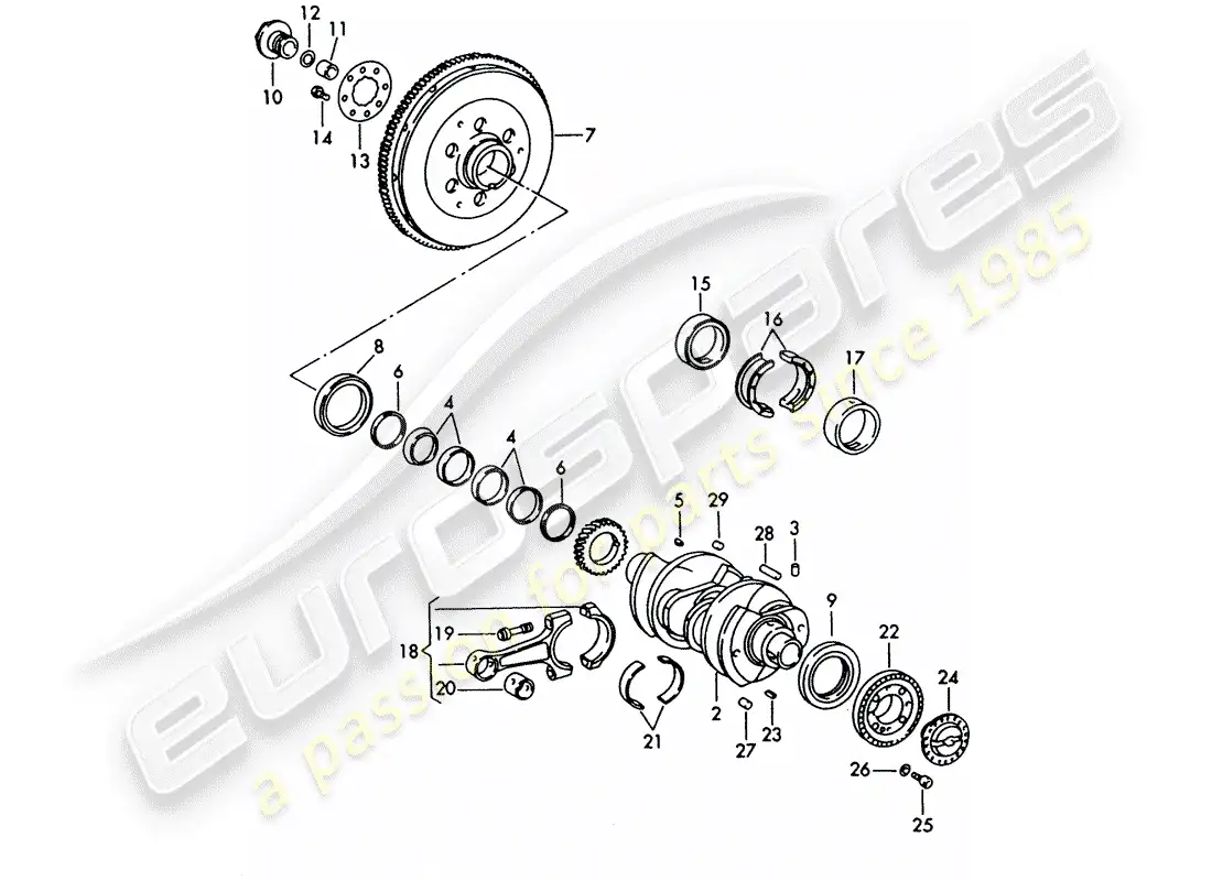 porsche 1961 (356b/356c) crankshaft parts diagram