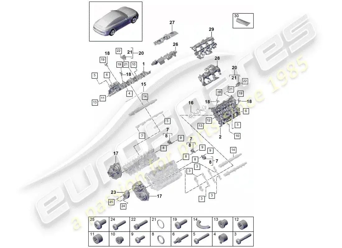 porsche 2019 (panamera 971-1) cylinder head cover parts diagram