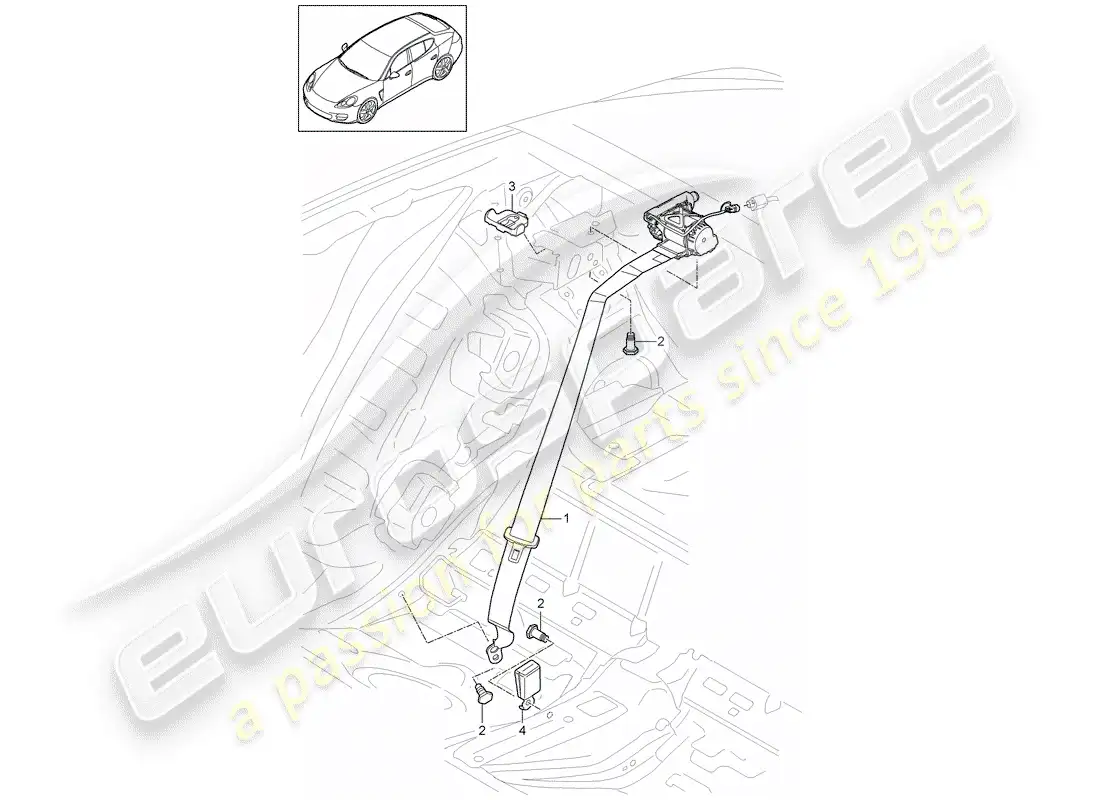 porsche 2014 (panamera 970) seat belt parts diagram