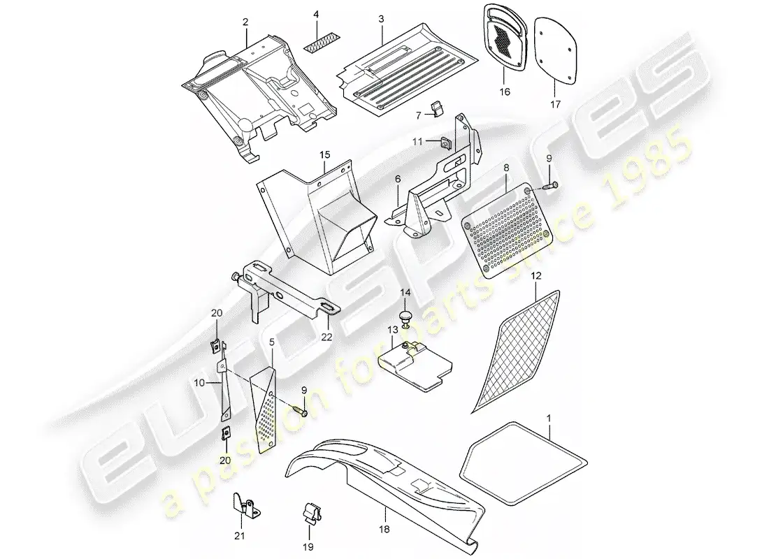porsche 2004 (carrera gt) footwell - floor cover parts diagram