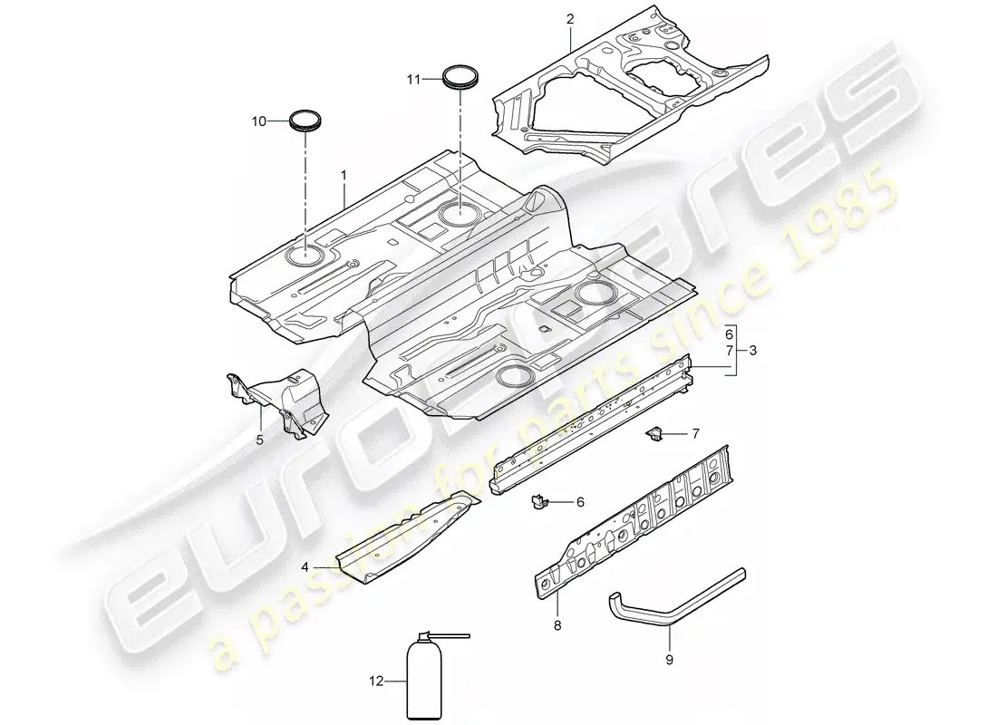 porsche 2007 (987 boxster) floor part diagram