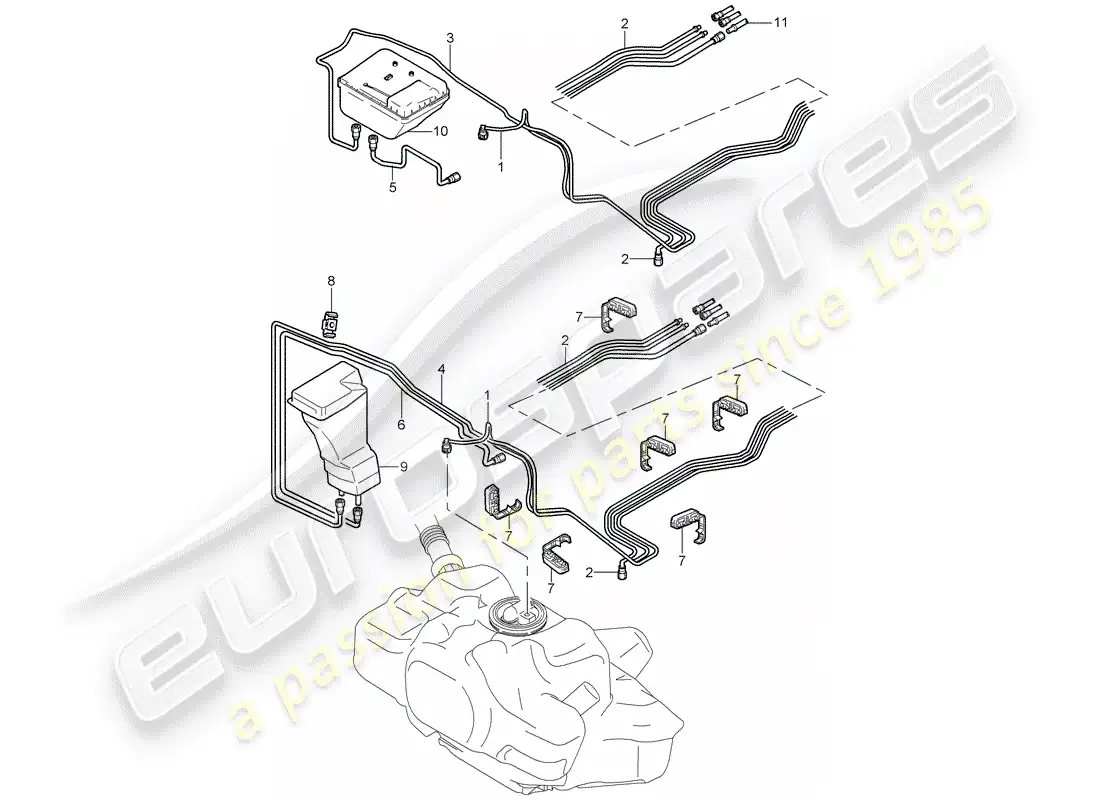 porsche 2007 (997-1 gt3) fuel system parts diagram