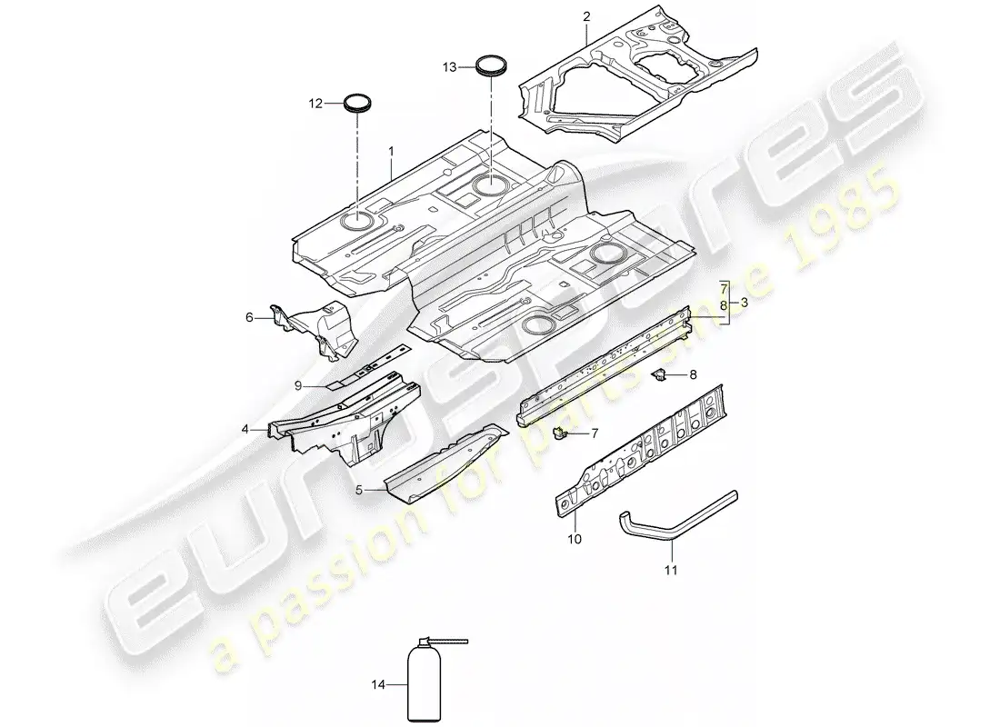 porsche 2010 (997-2) floor parts diagram