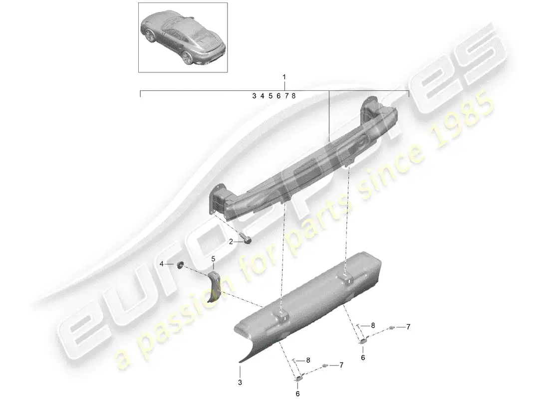 porsche 2015 (991-1 turbo) bumper bracket parts diagram