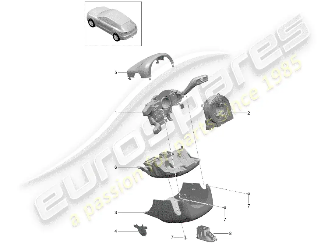 porsche 2014 (macan) steering column switch parts diagram