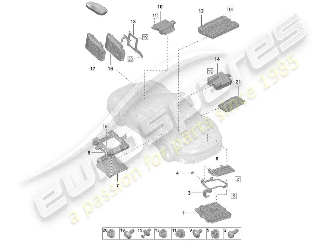 porsche 2020 (992-1) control units parts diagram