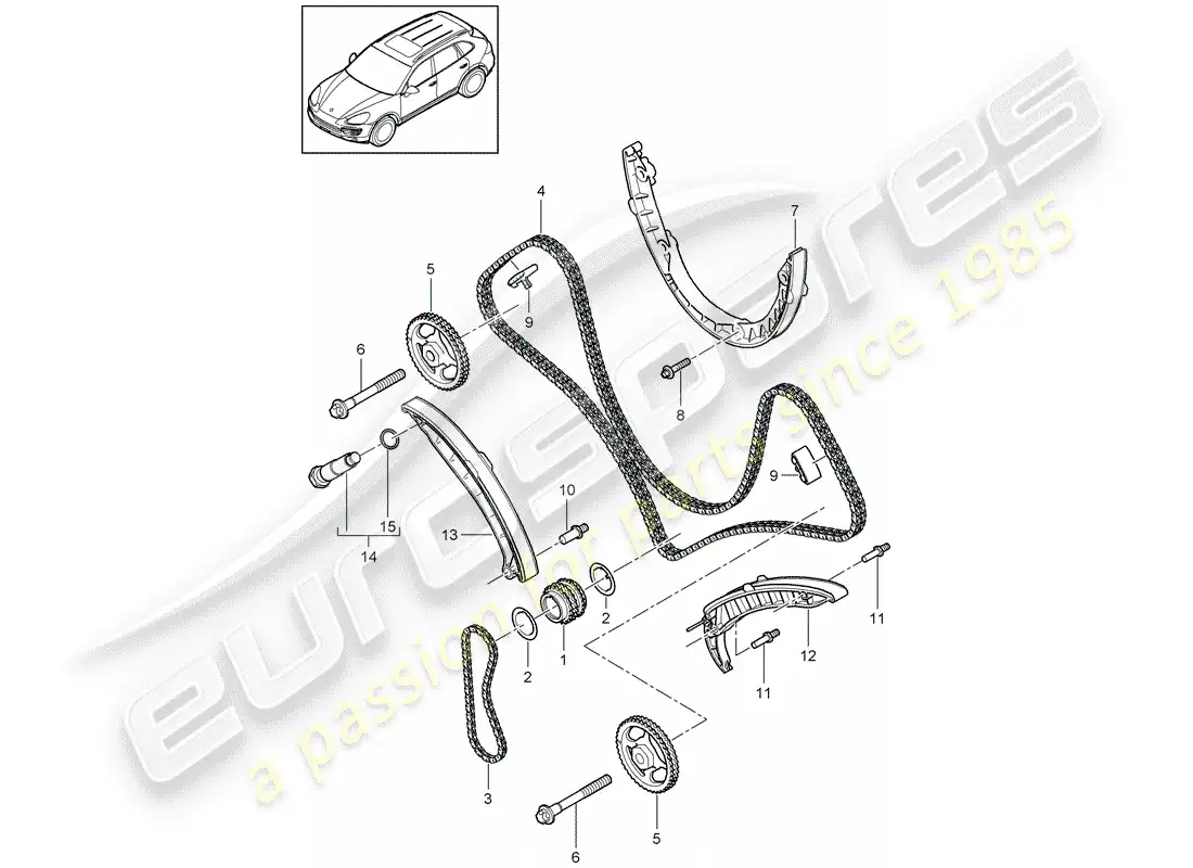 porsche 2013 (cayenne e2 92a) timing chain parts diagram