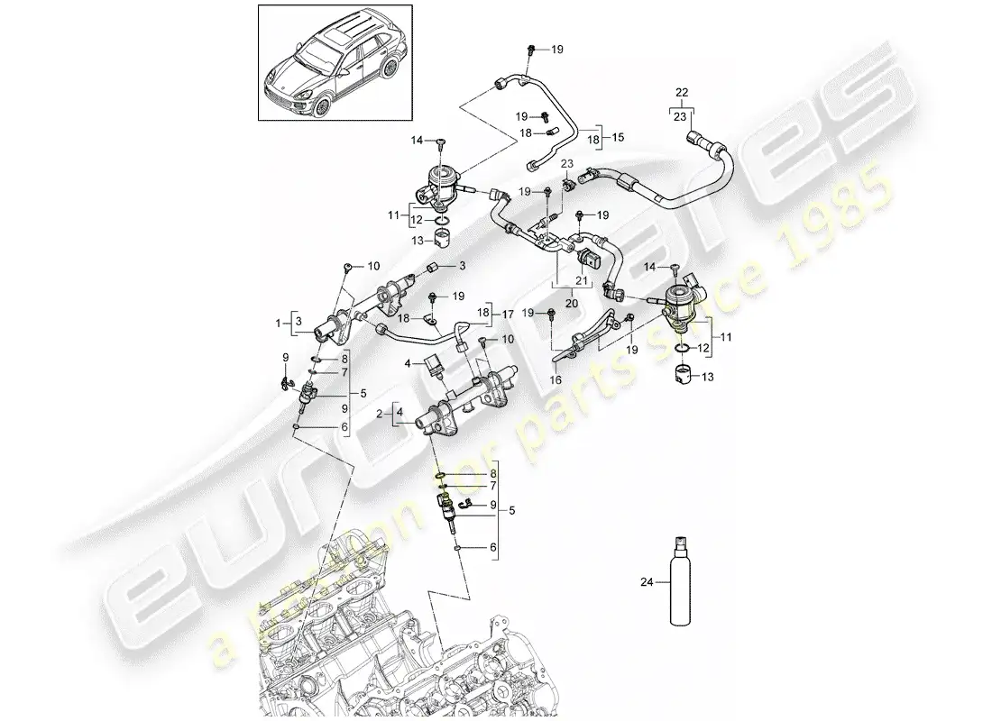 porsche 2014 (cayenne e2 92a) fuel collection pipe part diagram