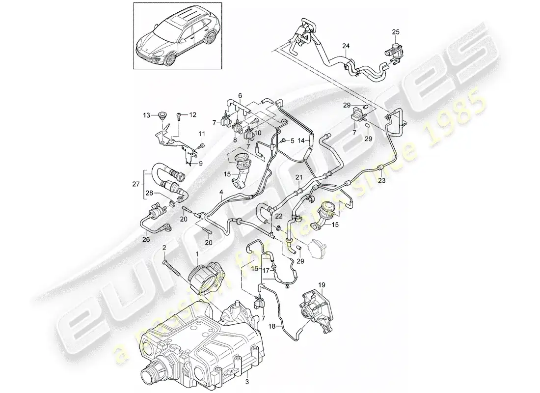 porsche 2014 (cayenne e2 92a) throttle body part diagram