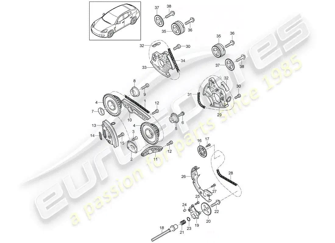 porsche 2013 (panamera 970) timing chain parts diagram