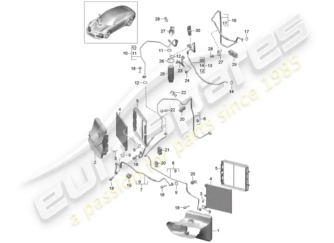 porsche 2013 (991-1) refrigerant circuit parts diagram