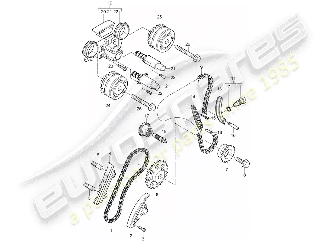 porsche 2009 (cayenne e1 9pa) timing chain part diagram