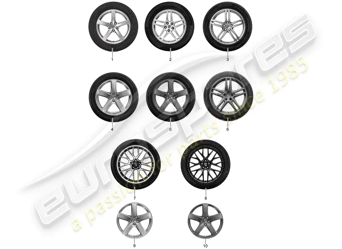porsche 2015 (tequipment macan) 1 set aluminium rims with parts diagram