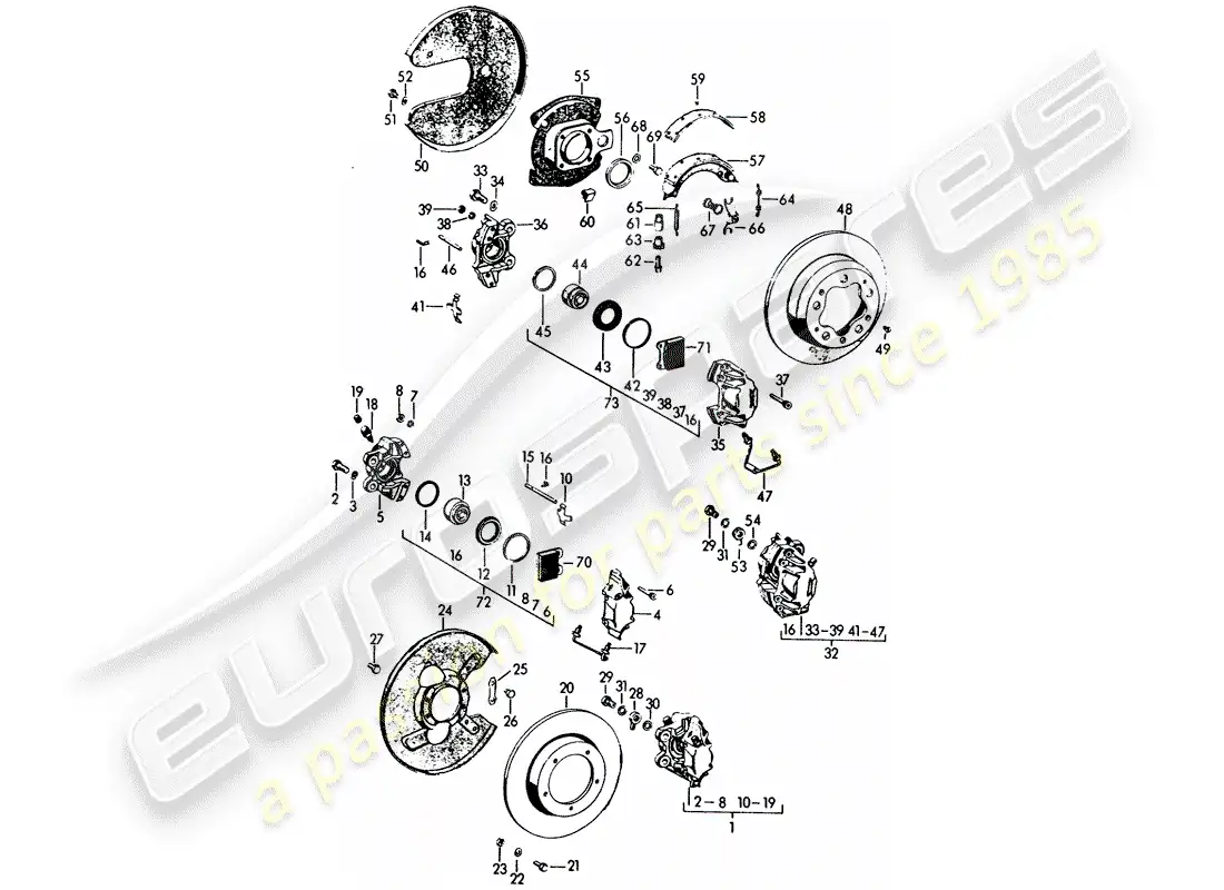 porsche 1960 (356b/356c) brake parts diagram