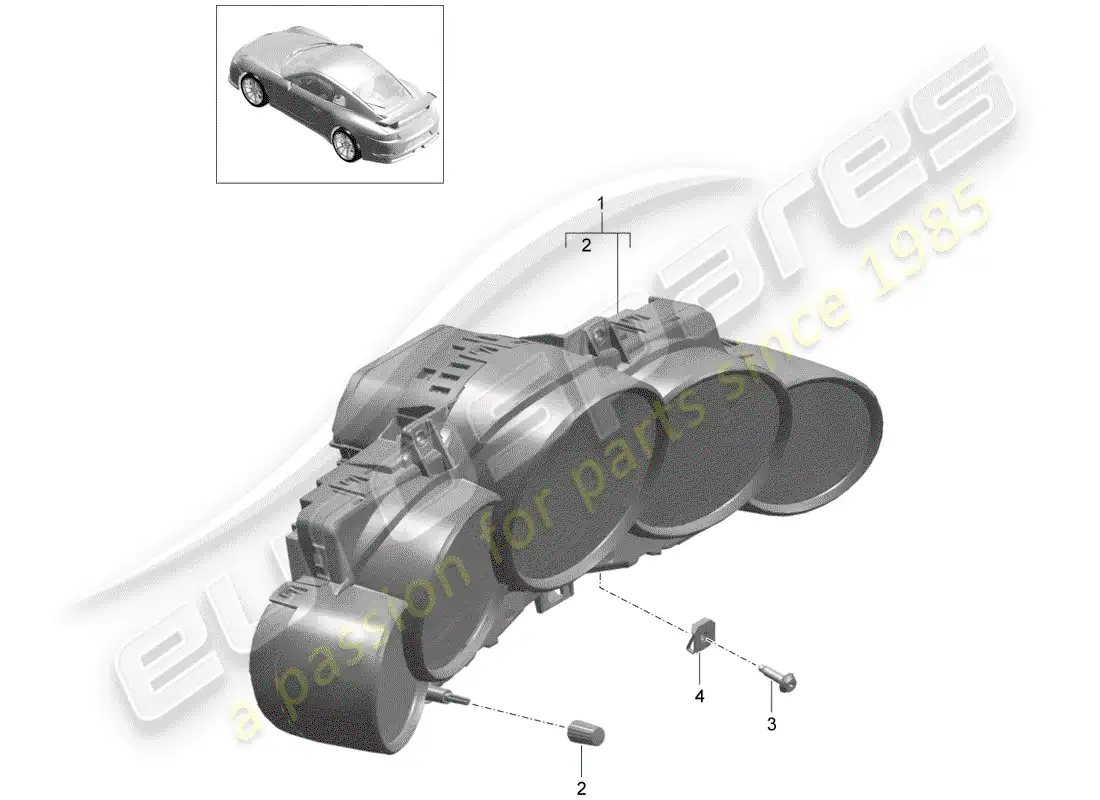 porsche 2016 (991-1 r/gt3/rs) instrument cluster parts diagram