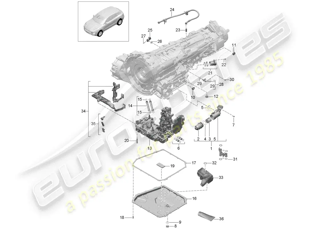 porsche 2018 (macan) - pdk - parts diagram