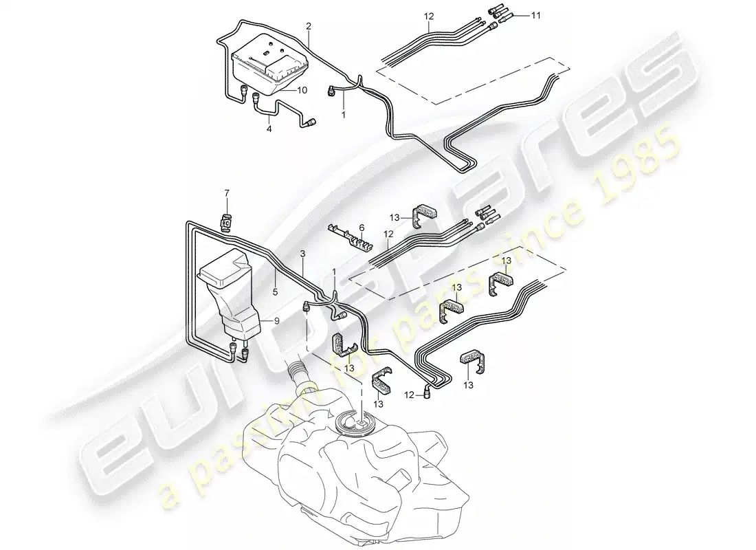 porsche 2008 (997-1 gt3) fuel system parts diagram